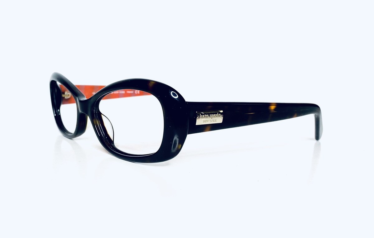 Kate Spade Tortoise Frame w Coral Red Striped Temples 