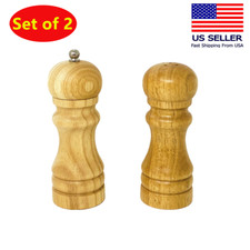 Juego de 2 Molinillo de Pimienta de Bambú y Salero Juego Herramienta Multiusos Cruet 5.25"