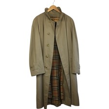 Burberry 's Vintage Mens 46R Trench Coat W/ Zippered Wool Liner Nova Check Beige