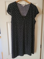 Linea Donatella Black and White Polka Dot Nightgown With Lace Accent XL