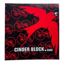 CINDERBLOCK Red & Black Bird Cinder Block Logo Sticker Decal Square 3"x3"