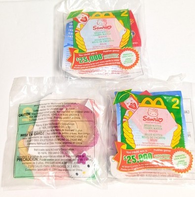 Hello Kitty Charm Watch Set Of 3 Sanrio Pink Sparkle McDonalds Happy Meal 2000