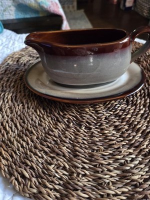 VTG SANGO Nova Brown Gravy Boat & Underplate Rare Disc.2007 #4933