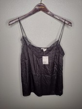 NWT H M Women  s Camisole Spaghetti Strap Tank Top 12 Black Lingerie H