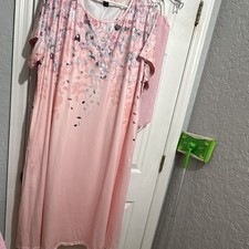 SHEIN  3X Plus Pink Floral Short Sleeve Round Neck  Dress