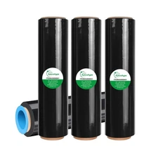 18" x 1500' Black Plastic Shrink Wrap Roll - 80 Gauge, 500% Stretch... Fast Ship