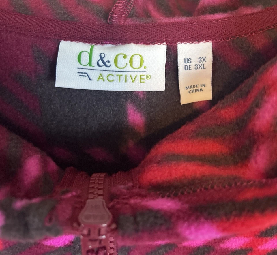 Chaqueta de mujer Denim & Co roja a cuadros con capucha polar con cremallera 3XL Foto 4 de 4