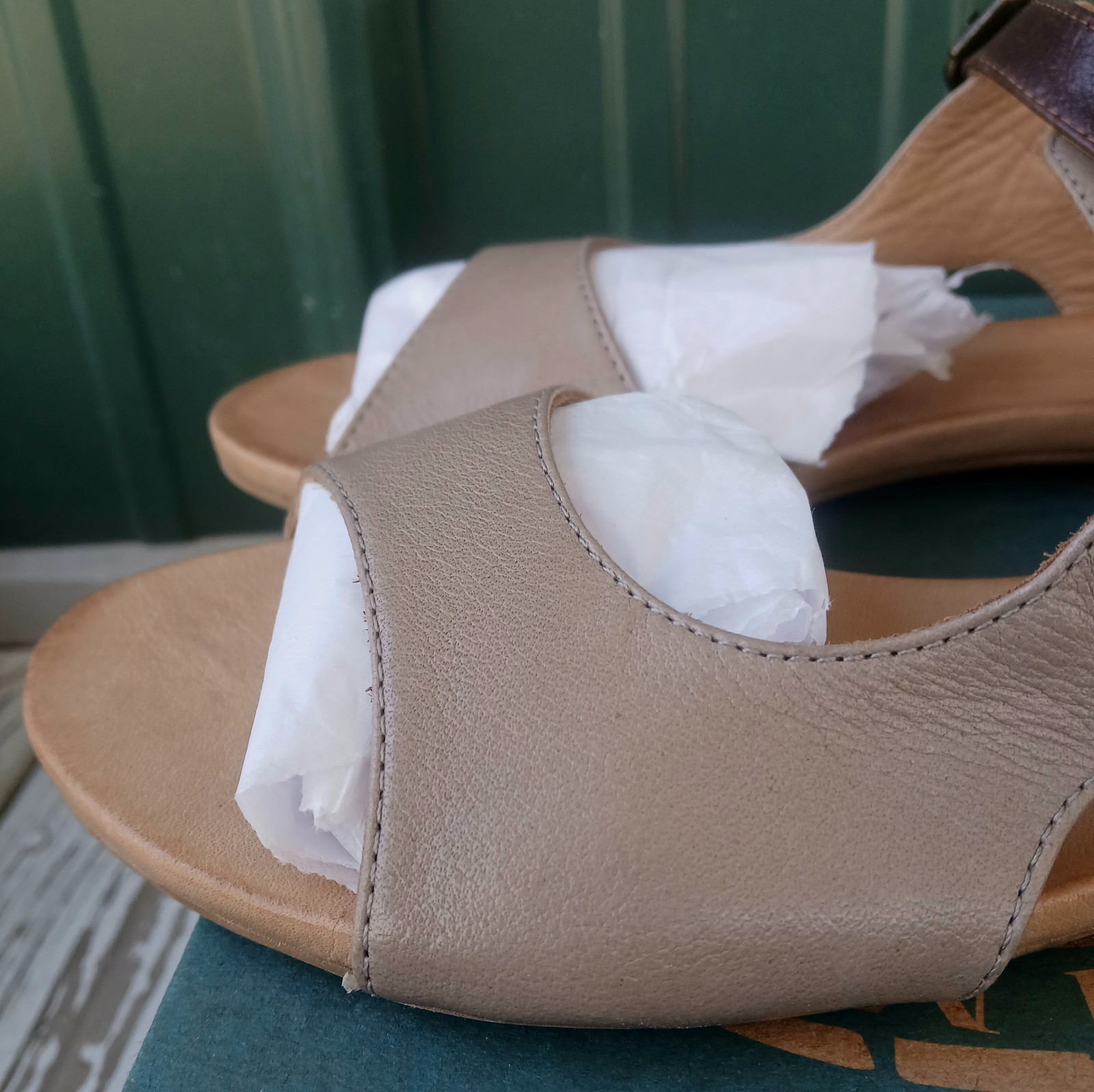 BUENO KINA GreyTaupeChocolateBrownLeatherSandalLo… - image 10