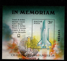 HUNGARY-1986.Souv.Sheet - In memoriam Challenger  USED!!Mi Bl.182