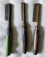 3Antique Vintage Hot Comb Brass Hair Straightener Press Wood Handle Beauty Tools