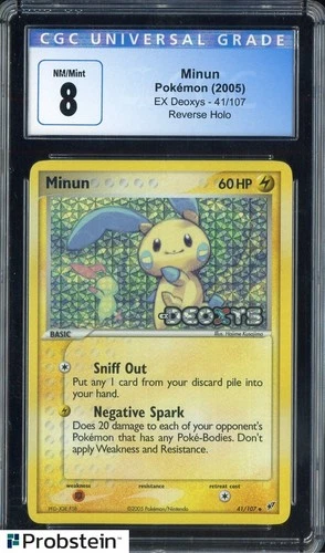 2005 Pokemon Ex Deoxys #41 Minun Reverse Holo CGC 8 NM-MT