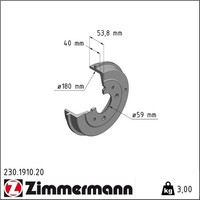 2X Zimmermann 230.1910.20 Bremstrommel FüR Fiat Peugeot Lancia Ford Punto Bravo