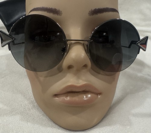 AUTHENTIC FENDI Sunglasses 0243/S 51mm Silver Black Irregular Round Grey Rimless - Picture 14 of 16