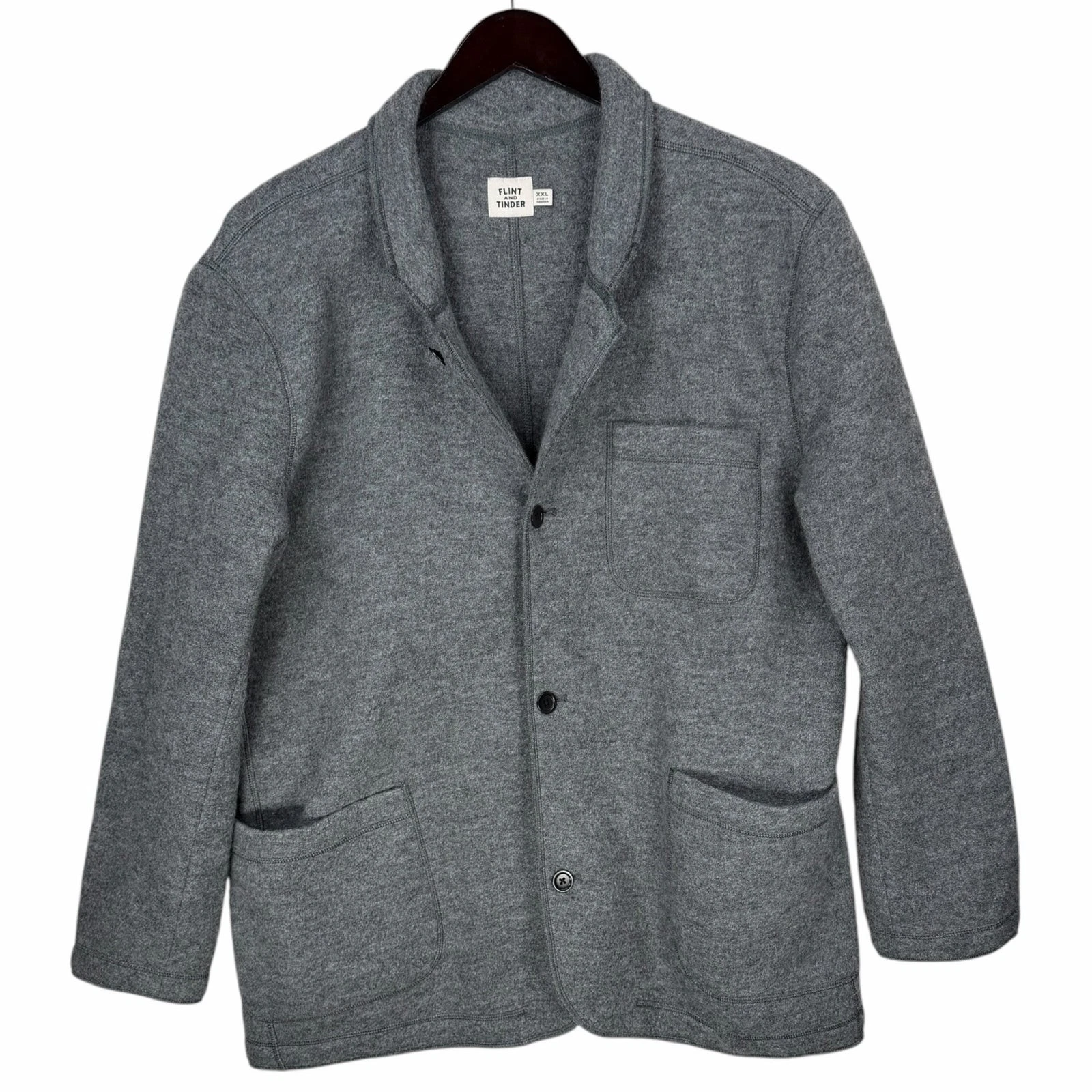 Huckberry Flint and Tinder Boiled Wool Chore Blazer XXL Unstructured Grey Jacket - product detail image 1