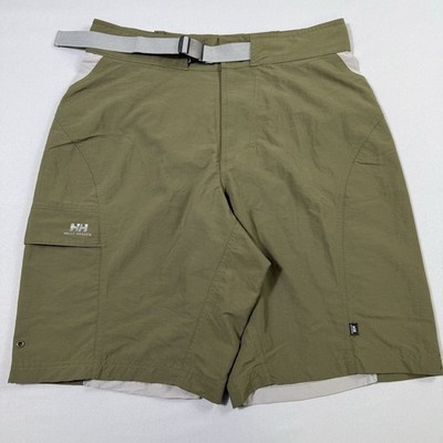 Helly Hansen Shorts Mens Medium (30) Green Hiking Outdoor Nylon Belted Stretch