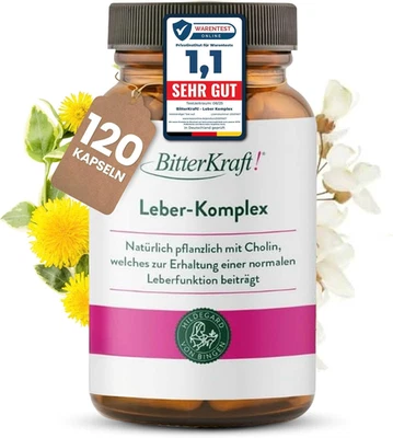 Bitterkraft! Leber-Komplex Kapseln Mit Cholin 120 Stk Pflanzlich & Natürlich - M