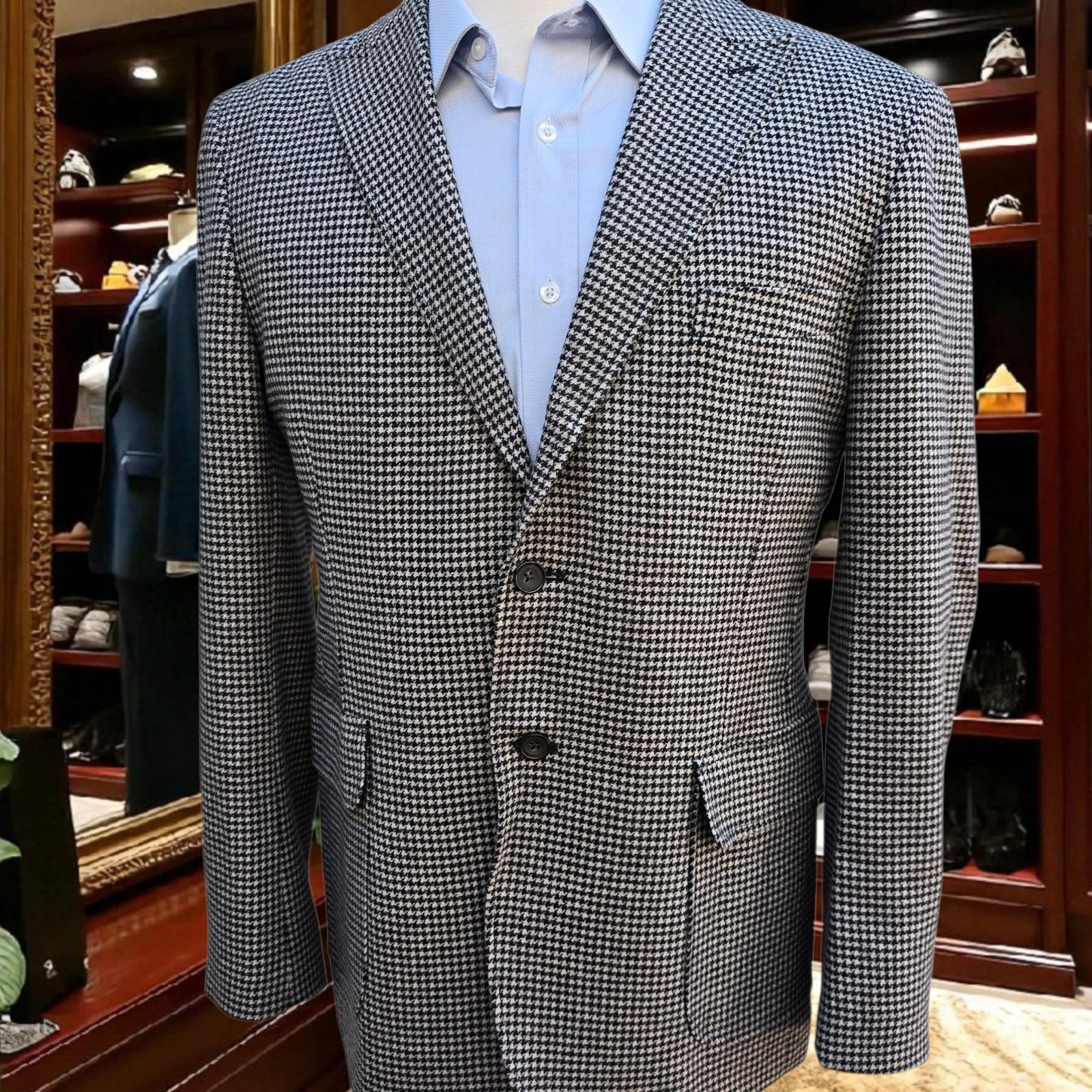New Marling & Evans Woven Tweed Blazer 42r Hunter Check Peak Lapel
