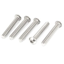 M8 x 55mm Full Thread Button Head Socket Cap Screw Silver Tone 5 Pcs