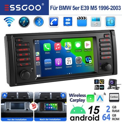 2+64G Android 15 Autoradio Carplay für BMW 5er E39 M5 1996-2003 Navi WIFI Kamera