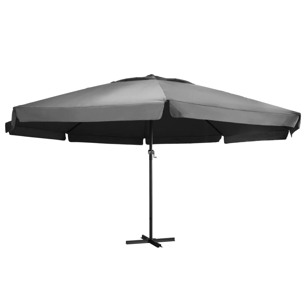 Parasol 600 cm anthracite avec mât aluminium Helloshop26