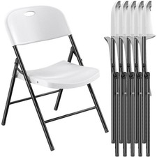 Heavy Duty Plastic Folding Chair with Reinfoced Steel Frame Wedding Party 6 Pack