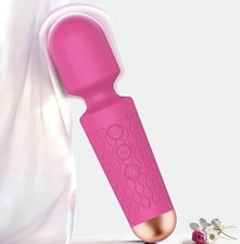 Rose Pink Mini Handheld Massager Tool 20 Vibration Modes 8 Speeds Silicone Body