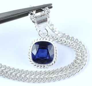Blue Sapphire 13.35 Ct Natural Cushion Prosperity Gemstone Certified Pendant