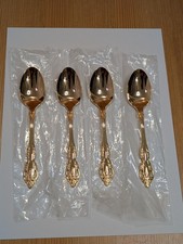 NUEVO Oneida Community GOLDEN BRAHMS Oro Electroplaca Lote de 4 Cucharaditas 6"