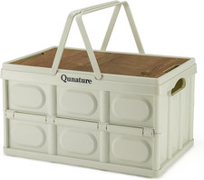 Collapsible Storage Bin with Lids 55L Camping Storage Box Foldable with Handle P