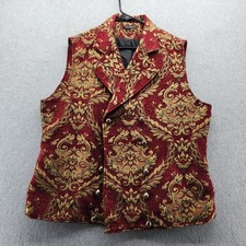 Devil Fashion Vest Mens 3XL Red Gold Brocade Gothic Steampunk Double Breasted