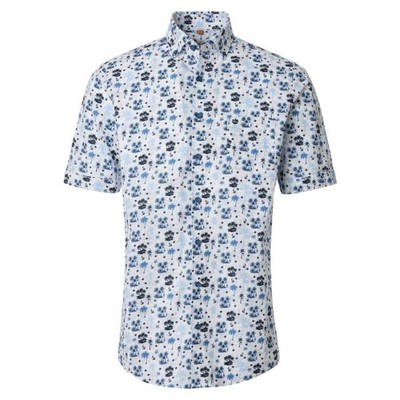 Redmond Mens Casual Shirt Short Sleeve 261415999 100 Blue White Palm Print