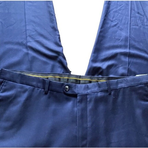 NWT Hickey Freeman Beacon Unhemmed Wool Dress Pants Slacks Navy Blue 42x30 Men - Foto 4 di 9