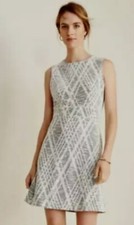 NWT Women's Ann Taylor Sleeveless Argyle Textured Flare Dress Sz 14
