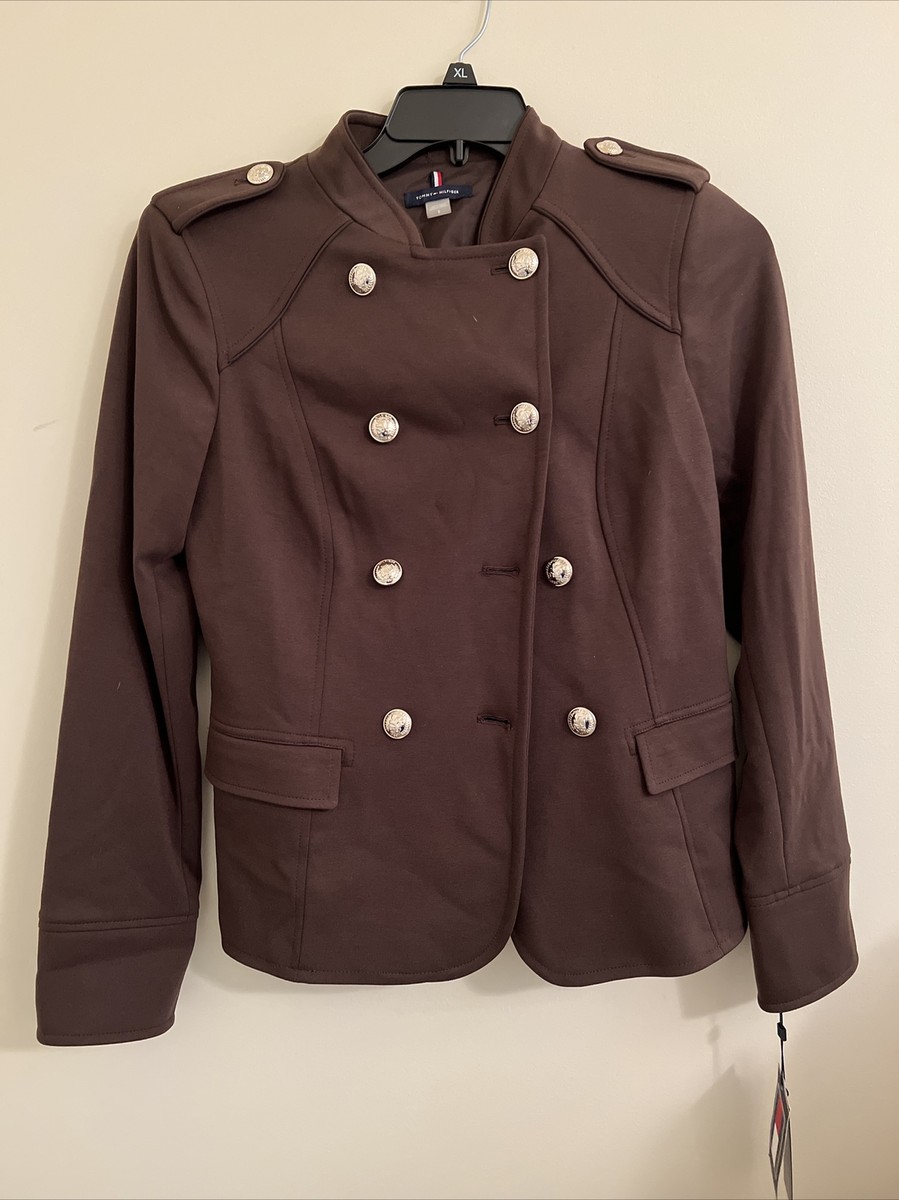 NWT $139 Tommy Hilfiger Womens Ponte Casual Military Jacket Size Gold  Button