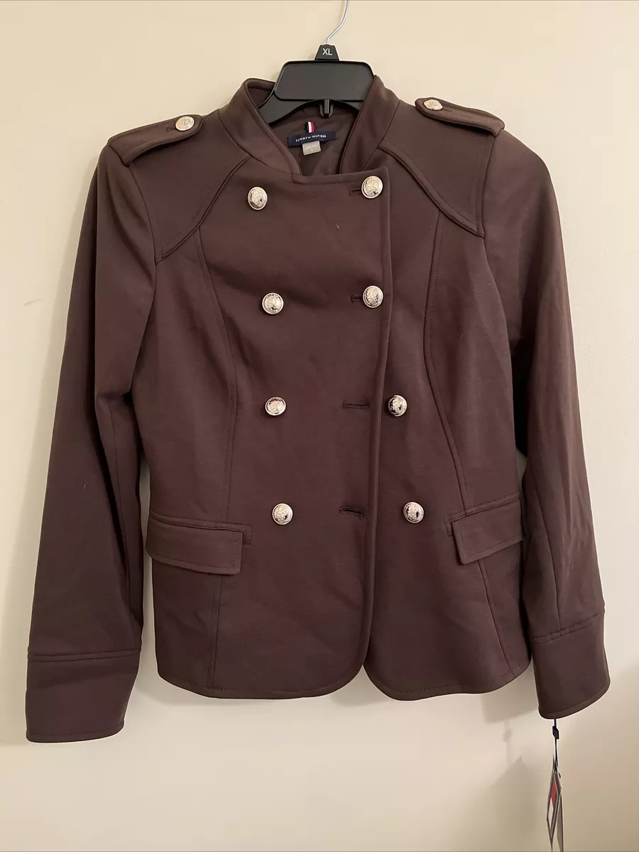 jeg er tørstig historisk klynke NWT $139 Tommy Hilfiger Womens Ponte Casual Military Jacket Size 8 Gold  Button | eBay