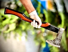 CUSTOM HAND MADE VIKING AXE HATCHET INTEGRAL TOMAHAWK HIGH CARBON STEEL 2623