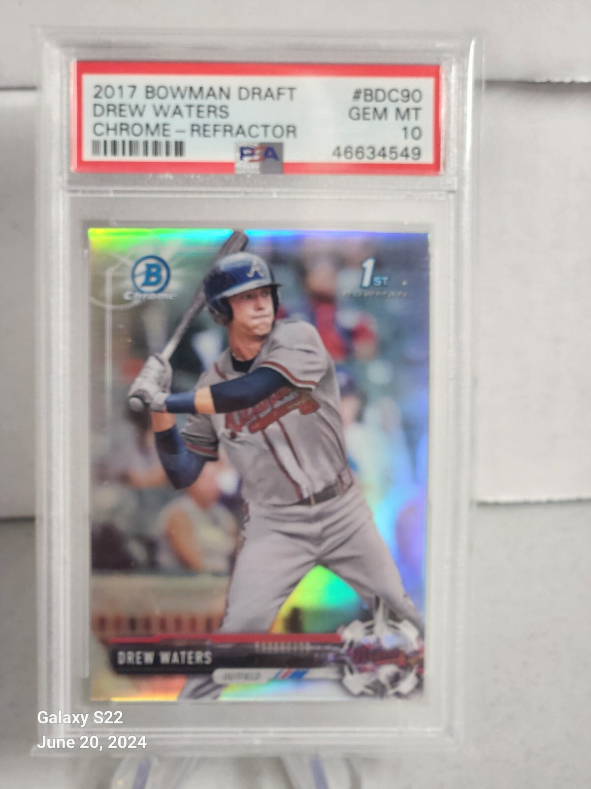 2017 Bowman Draft Chrome Refractor BDC90 Drew Waters RC PSA 10 1st Bowman