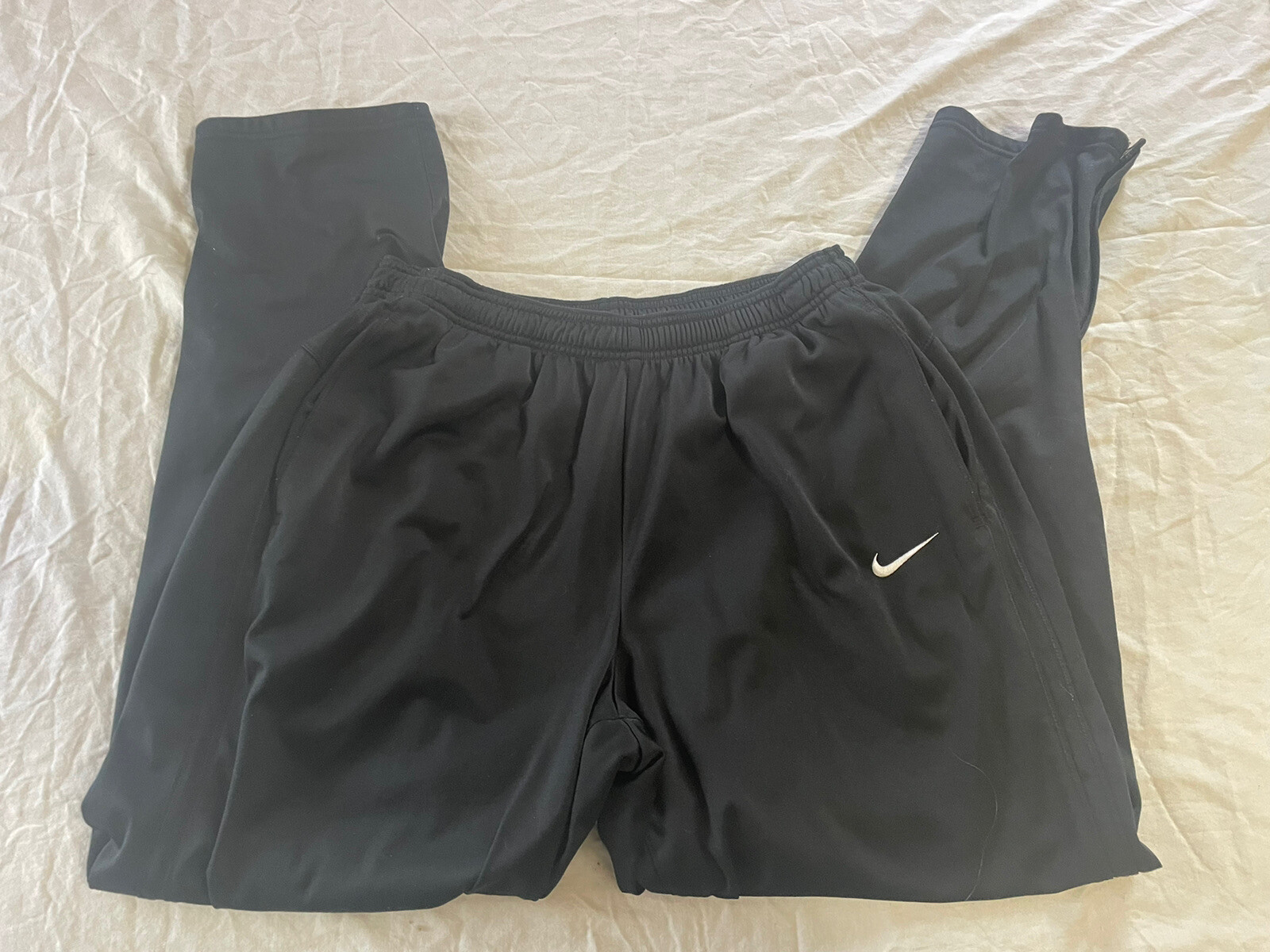 Nike Mens Large Black Sweatpants with Reflective Zip Bottom for Running-image