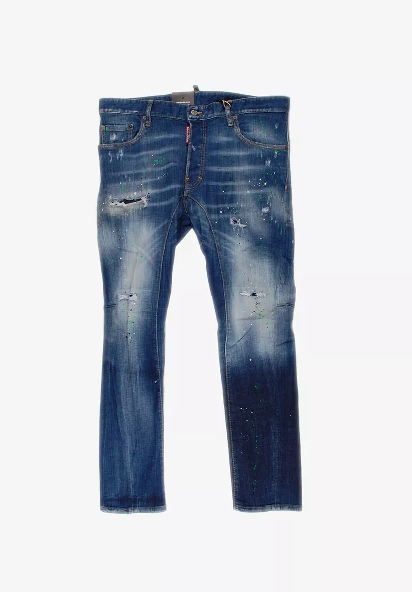 Original New Dsquared2 Tidy Biker Jean Men Denim Jeans Blue 50(W34