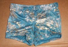 NWOT Blue Green Booty shorts Gold Silver Foiling Child/Ladies sz