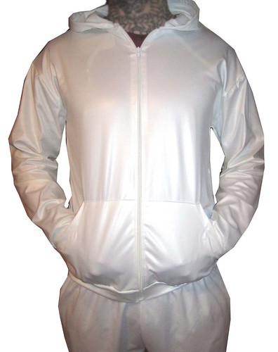 SALE - MENS WET LOOK SPORTS FITNESS HOODIE HOODY TRACKSUIT ZIP JACKET S M L XL - Picture 3 of 5