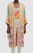 $3490 Etro Women's Orange Blur Paisley-print Lame Jacquard Open Coat Size 44