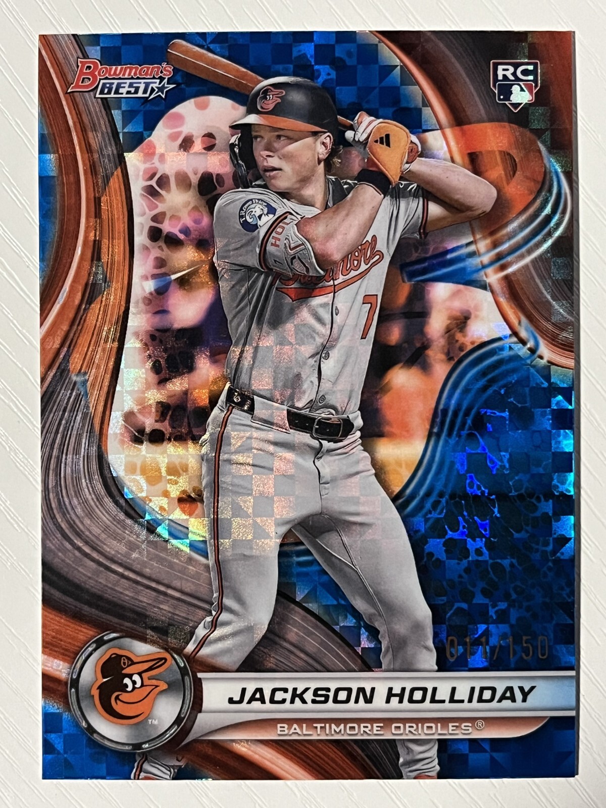 Jackson Holliday 2024 Bowman's Best Blue X-Fractor RC #13 011/150 Orioles