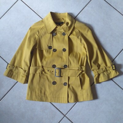 Hallhuber biker jacket, mustard yellow/gold, size 36, 3/4 sleeves, belt, like new!