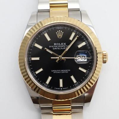 2024 New Rolex 126333 Datejust 41mm 18K Yellow Gold Steel Black Dial Watch