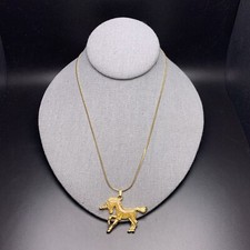 Unicorn Pendant Necklace Vintage Gold Tone Shimmer Glitter Enamel