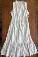J Crew Shimmer Tie-front Midi Dress White Metallic Striped Size 6 EUC