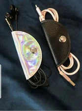 Path Travel 2-piece Chord Taco Organizer - Cord Organizer Set Black & Holograpic