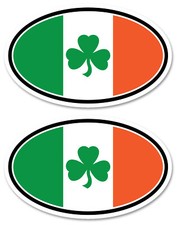 TriColor Shamrock Oval Flag Double Ireland Irish Decal Sticker