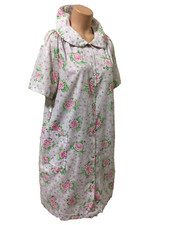 Vintage button up house duster dress lounge dress short sleeve cotton blend